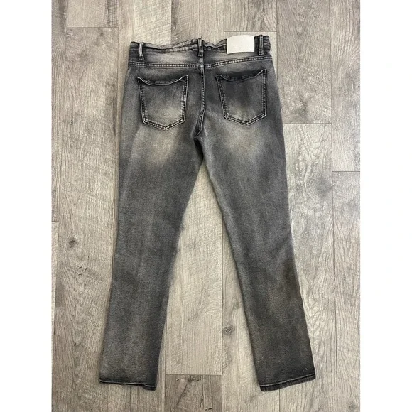 RGSTR Kids Washed Grey Distressed Slim Fit Jeans Size 34 Streetwear Ripped Denim - Picture 6 of 7
